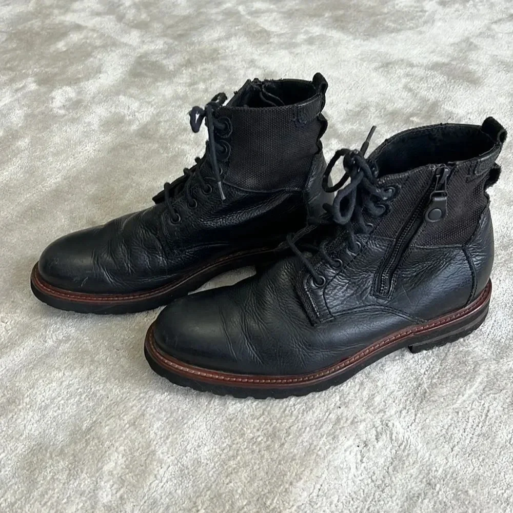 THE RAIL High Top Lace Up Style Zipper Side LEATHER BOOTS Shoes SIZE EA 43 US 10